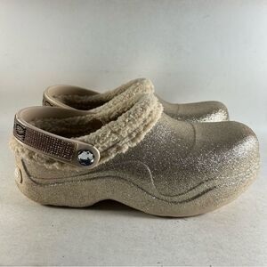 Bebe Janessa Women’s Glitter Clogs Lined Shoes Gold Size 9